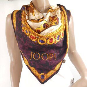JOOP! Silk Scarf Crowning Glory Large Jewels and Crowns 35x35 Vintage